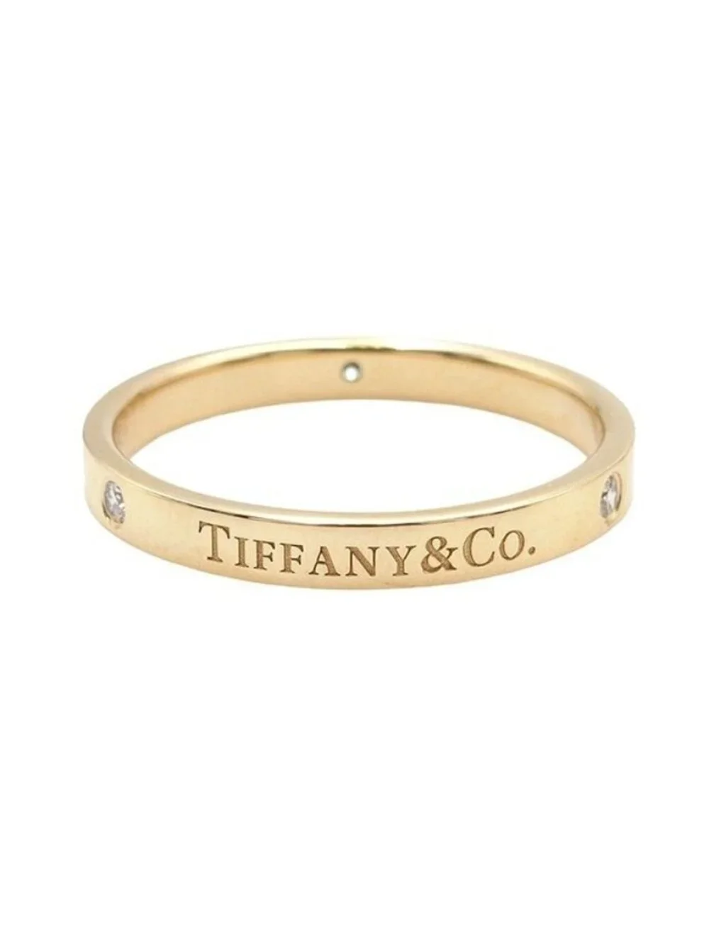 Tiffany & Co Flat Band Yellow Gold 18K Diamond Ring